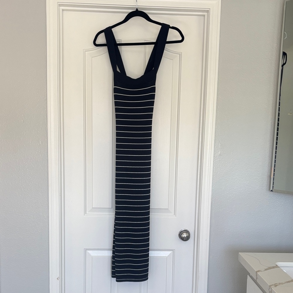French connection body skimming dress Navy w/ white stripes